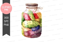 Colorful pickle jar clipart png Product Image 1