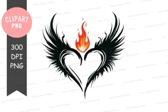 Flame inside a heart with wings Product Image 1