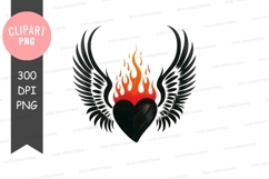 Fiery heart with wings clipart png Product Image 1