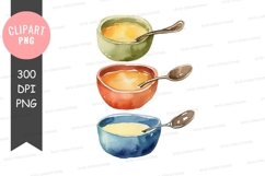 Three bowls of soup clipart png Product Image 1