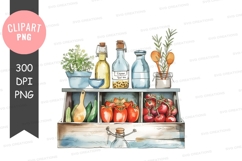 Kitchen herbs and vegetables clipart png Product Image 1
