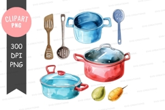 Colorful cooking utensils and pots clipart png Product Image 1