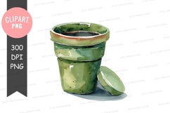 Green ceramic pot clipart png Product Image 1