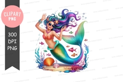 Vibrant mermaid in an underwater world png Product Image 1
