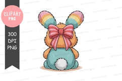 Colorful bunny with bow clipart png Product Image 1