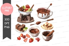 Delicious chocolate fondue with fruits and sweets Product Image 1