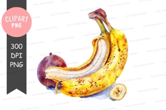 Ripe banana and lemon clip art Product Image 1