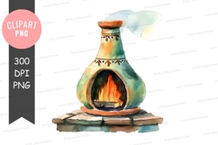 Traditional clay chiminea with fire Product Image 1