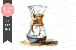 Hand-drawn coffee pour-over set clipart png Product Image 1