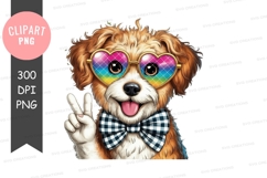 Cool puppy with sunglasses and bow tie png Product Image 1