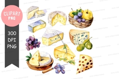 Assorted cheeses and fruits clipart png Product Image 1