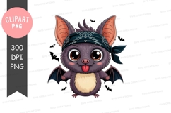 Playful bat with bandana clipart png Product Image 1