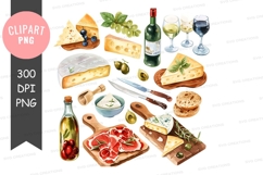 Gourmet cheese and wine clipart png Product Image 1