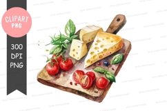 Gourmet cheese and tomato platter clipart png Product Image 1