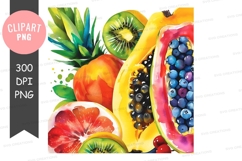 Vibrant tropical fruits clipart png Product Image 1