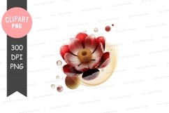 Red flower with water drops clipart png Product Image 1