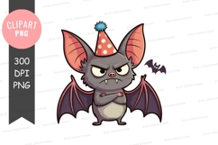 Angry bat with party hat clipart png Product Image 1