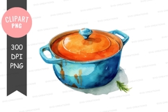 Blue and orange cast iron dutch oven clipart png Product Image 1