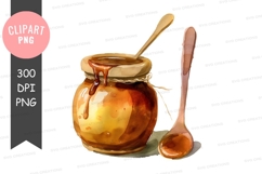 Jar of honey with dripping spoon Product Image 1