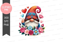 Colorful gnome with hearts and flowers Product Image 1