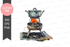 Cooking on a camp stove clipart png Product Image 1