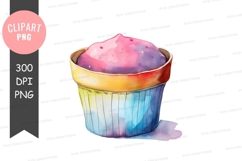 Rainbow cupcake clipart png Product Image 1