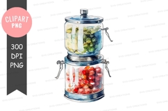 Stacked glass jars with fruits clipart png Product Image 1