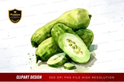 Watercolor illustration of green fruits Product Image 1