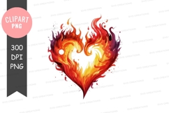 Fiery heart clipart png Product Image 1