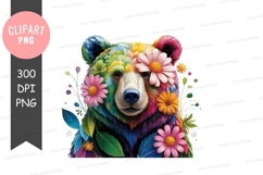 Colorful bear with flowers clipart png Product Image 1