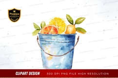 Citrus fruits in a bucket clipart png Product Image 1