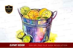 Bucket of citrus fruits clipart png Product Image 1