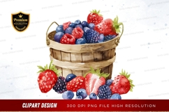 Basket of mixed berries clipart png Product Image 1