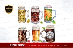 Variety of beer mugs clipart png Product Image 1
