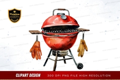 Red kettle grill with accessories Product Image 1