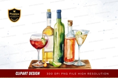 Assorted alcoholic beverages clipart png Product Image 1