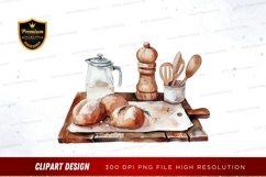 Kitchen utensils and bread clipart png Product Image 1