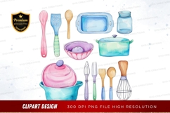 Colorful kitchen utensils and cookware clipart png Product Image 1