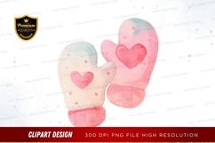 Pink heart mittens clipart png Product Image 1