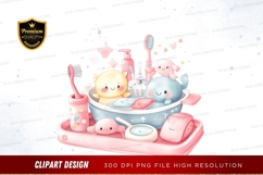 Whimsical bath time with animal friends clipart png Product Image 1