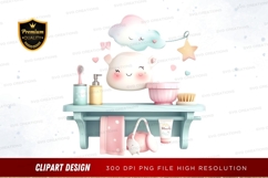 Whimsical bathroom scene with cloud character Product Image 1