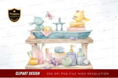 Bathroom shelf with toys and accessories clipart png Product Image 1
