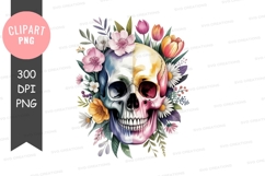 Colorful skull with floral design clipart png Product Image 1