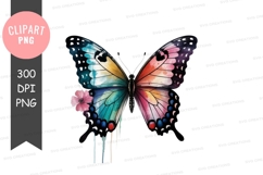 Colorful butterfly with flower clipart png Product Image 1