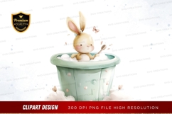 Bunny in a bath tub clipart png Product Image 1