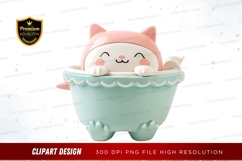Cute cat in a bowl clipart png Product Image 1