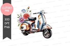 Vintage vespa with flowers clipart png Product Image 1