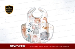 Baby bib with safari animals clipart png Product Image 1