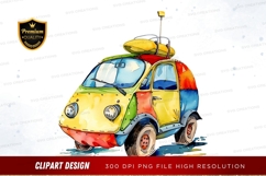 Vintage beach car clipart png Product Image 1