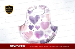 Watercolor heart bib clipart png Product Image 1